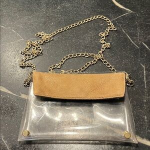 Clear Crossbody Bag with Tan Accent